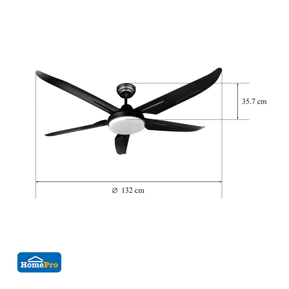 พัดลมโคมไฟ LED CARINI 52-5B-1L-BK 52 นิ้ว สีดำ