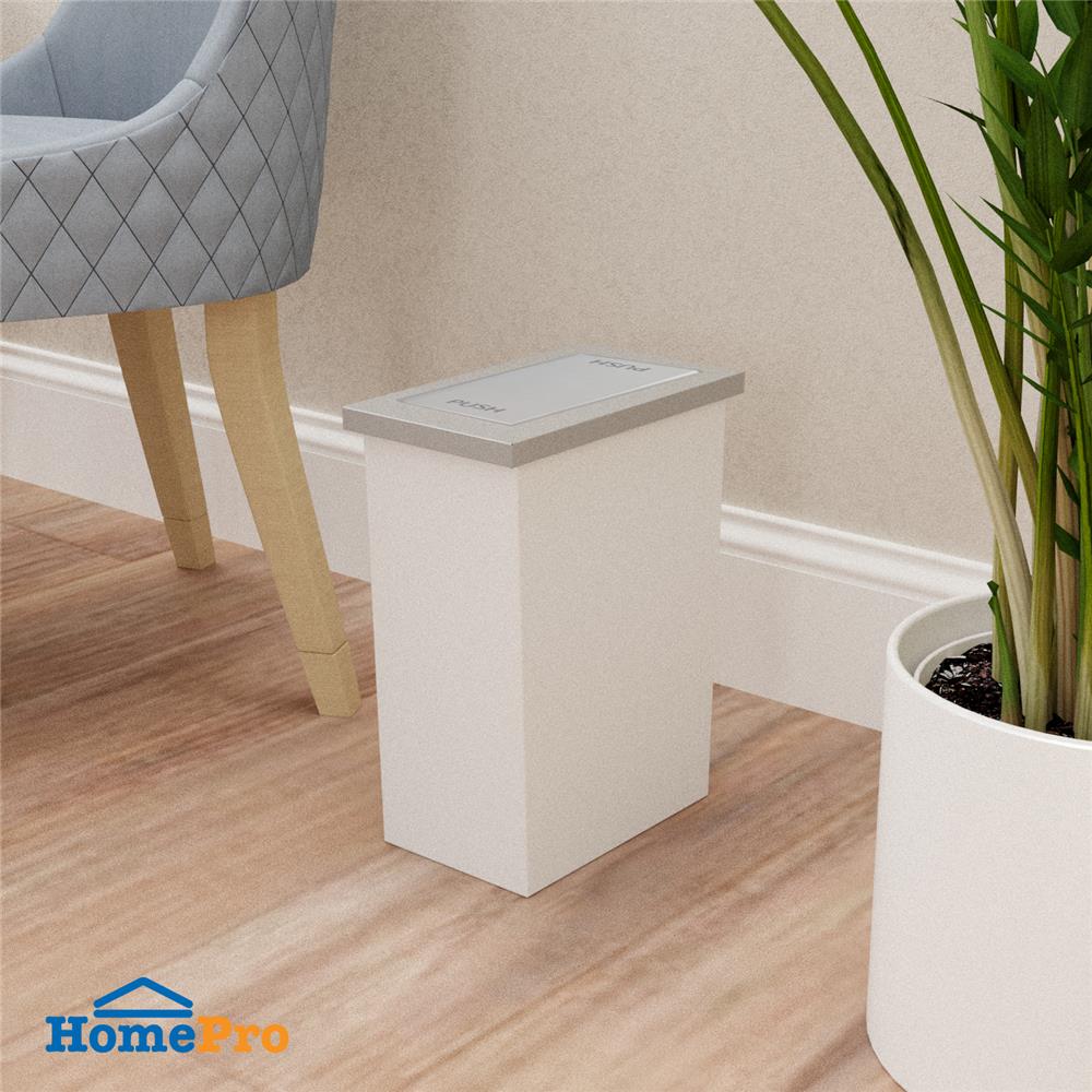 ถังขยะเหลี่ยมฝาสวิง ACCO Slim ขนาด 8L  สีขาว/เทา