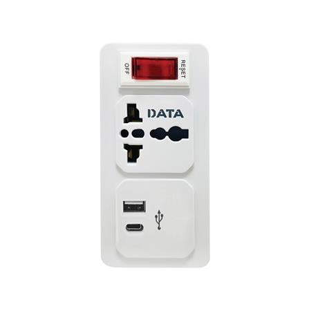 ปลั๊กแปลง 2 ขาแบน 1 ช่อง 1 สวิตช์ 1USB 1TYPE-C DATA AL39 10 แอมป์ สีขาว