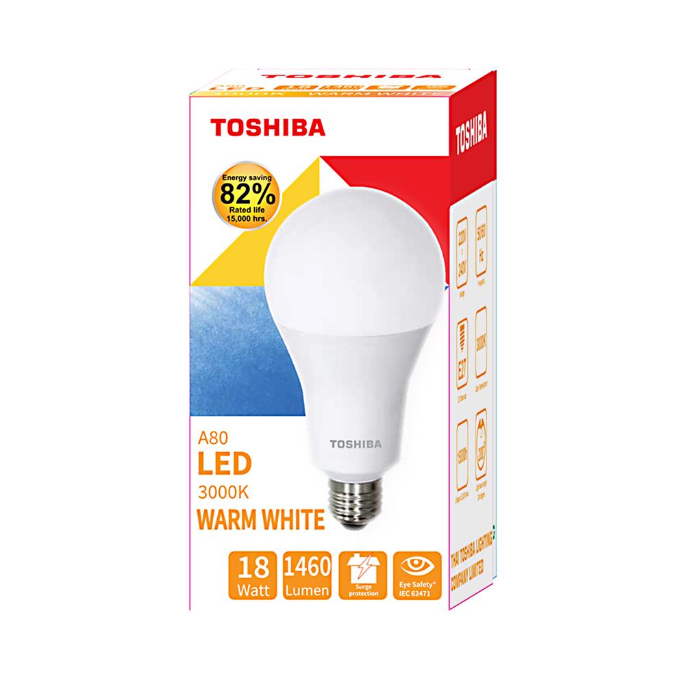 หลอด LED TOSHIBA BULB A80 18 วัตต์ WARMWHITE E27