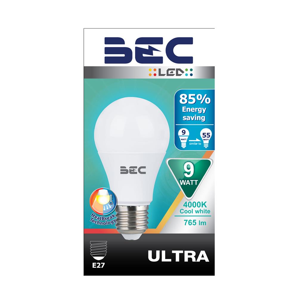 หลอด LED BEC A60 ULTRA 9 วัตต์ COOLWHITE E27