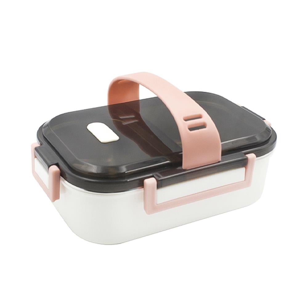 กล่องอาหาร 1 ลิตร 2 ช่อง+หูหิ้ว KECH LUNCH BOX สีครีม_0
