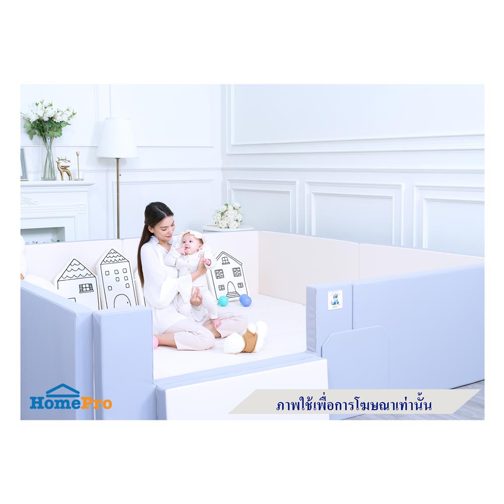 คอกกั้นเด็ก GEKO ไซซ์ 2x2 ม. หนัง PU สีน้ำตาล/ครีม
