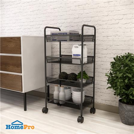 4-TIER UTILITY CART WITH HOOKS STACKO IVY 45X26X85CM BLACK