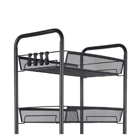 5-TIER UTILITY CART WITH HOOKS STACKO IVY 45X26X106CM BLACK