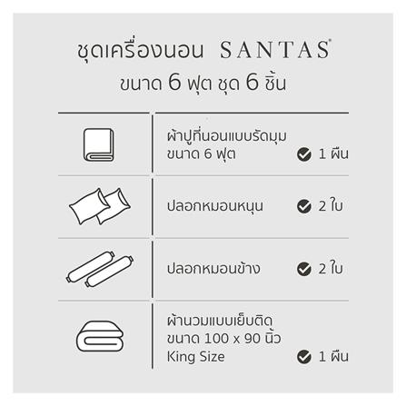 ชุดผ้าปูที่นอน 6 ฟุต 6 ชิ้น SANTAS SPACEY สีฟ้า_6