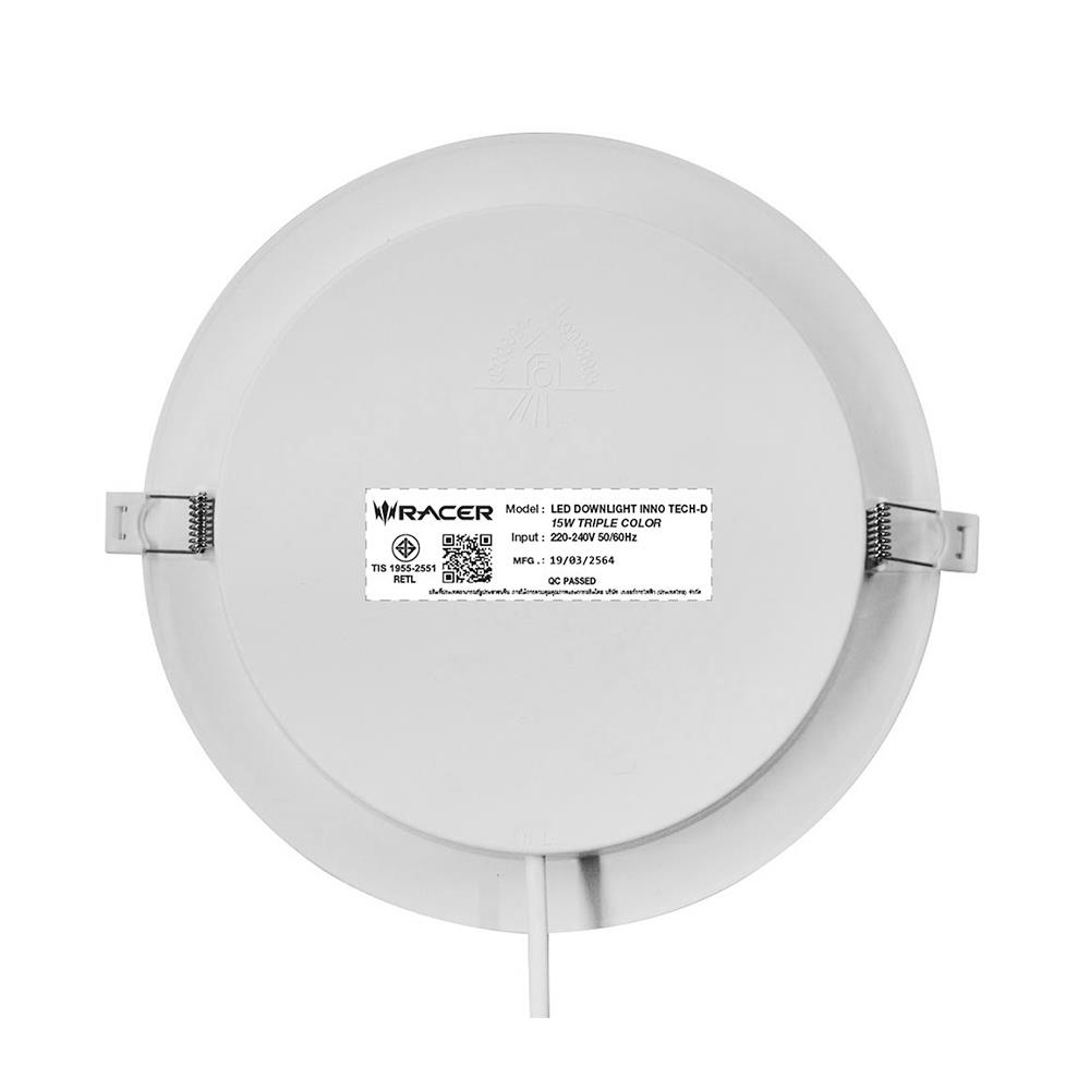ดาวน์ไลท์ LED RACER INNO TECH-D 15 วัตต์ COOLWHITE DAYLIGHT WARMWHITE 5 นิ้ว สีขาว กลม