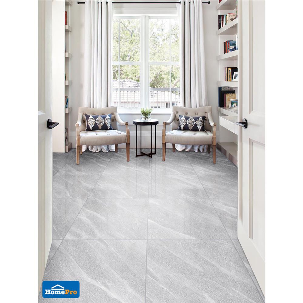 กระเบื้องพื้นพอร์ซเลน 60x60 ซม. COTTO บีทสโตน เทาอ่อน PM 1.44M2