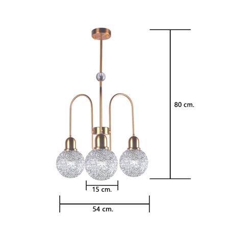ไฟช่อ CARINI D18645N-3GB สีทอง/ขาว 3 หัว_3