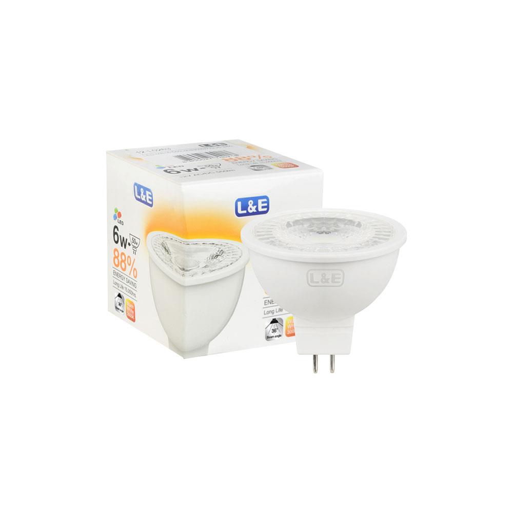 หลอด LED L&E MR16 6 วัตต์ WARMWHITE 36 BEAM ANGLE GU5.3