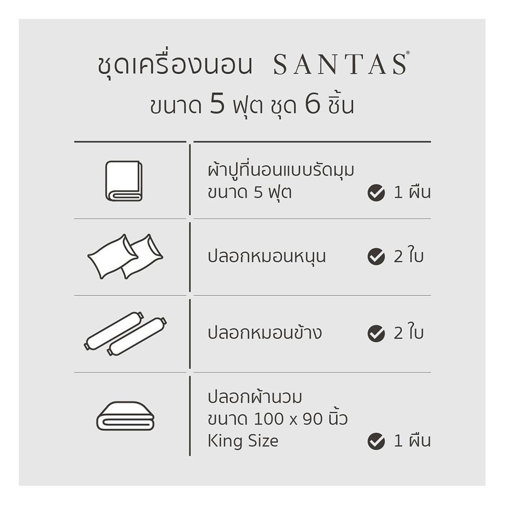 ชุดผ้าปูที่นอน 5 ฟุต 6 ชิ้น SANTAS ALLY สีเทา