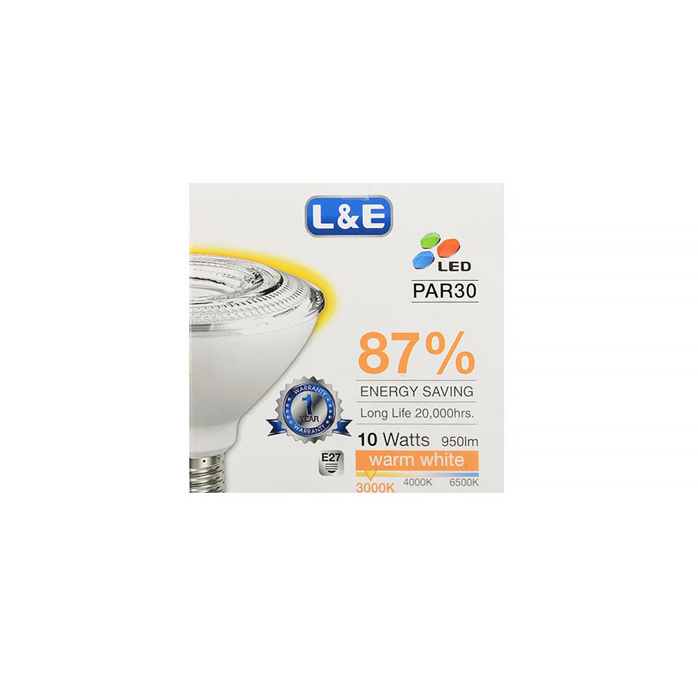 หลอด LED L&E PAR30 10 วัตต์ WARMWHITE E27
