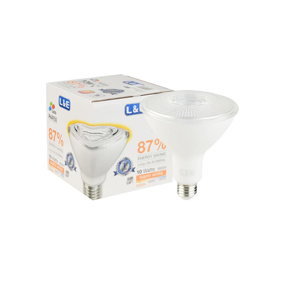 หลอด LED L&E PAR30 10 วัตต์ WARMWHITE E27
