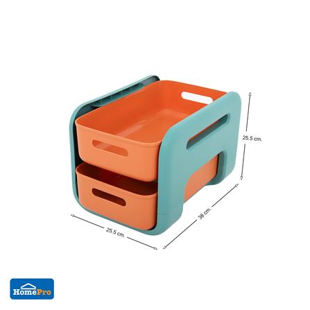 ชั้นวางของ 2 ชั้น  STACKO MARU 25.5x38x25.5 ซม. สีส้ม_6