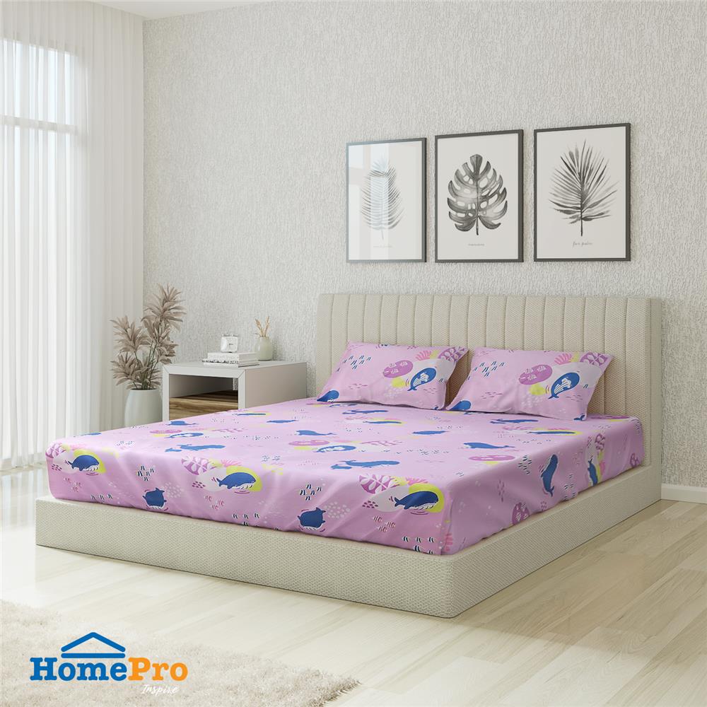 ชุดผ้าปูที่นอน 6 ฟุต 3 ชิ้น HOME LIVING STYLE SEA สีชมพู
