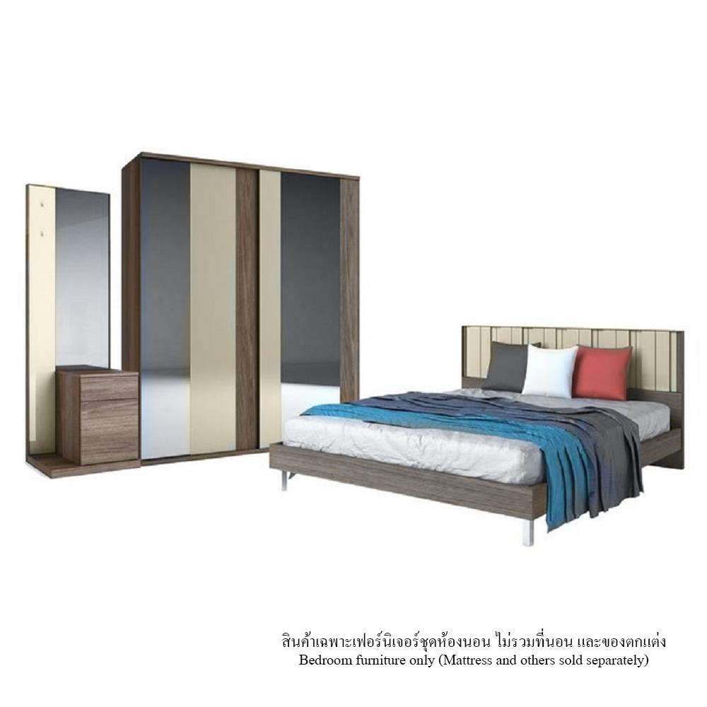 ชุดห้องนอน 6 ฟุต SB FURNITURE TAZZINA สี I-WALNUT/TORTORA