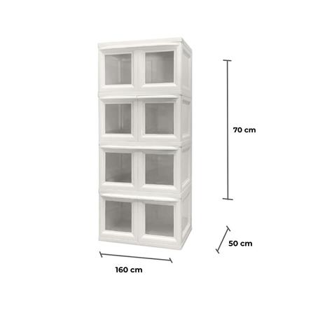ตู้บานเปิด 4 ชั้น STACKO CLEAR VID 70x50x160 ซม. สีขาว_2