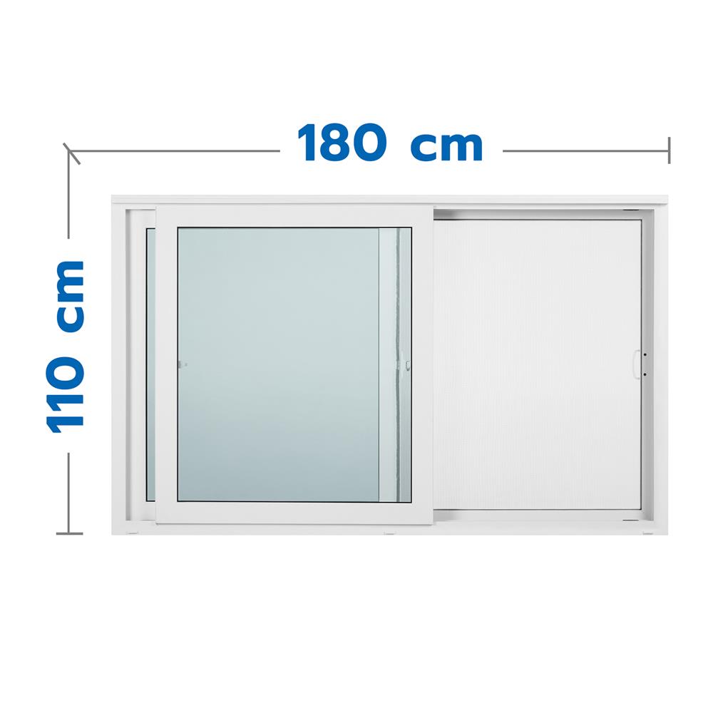 หน้าต่างบานเลื่อน ไวนิล S-S มุ้ง WINDSOR 180X110 ซม. สีขาว