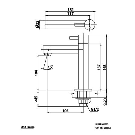 ก๊อกอ่างล้างหน้าเดี่ยว COTTO CT1265C53(HM)_1