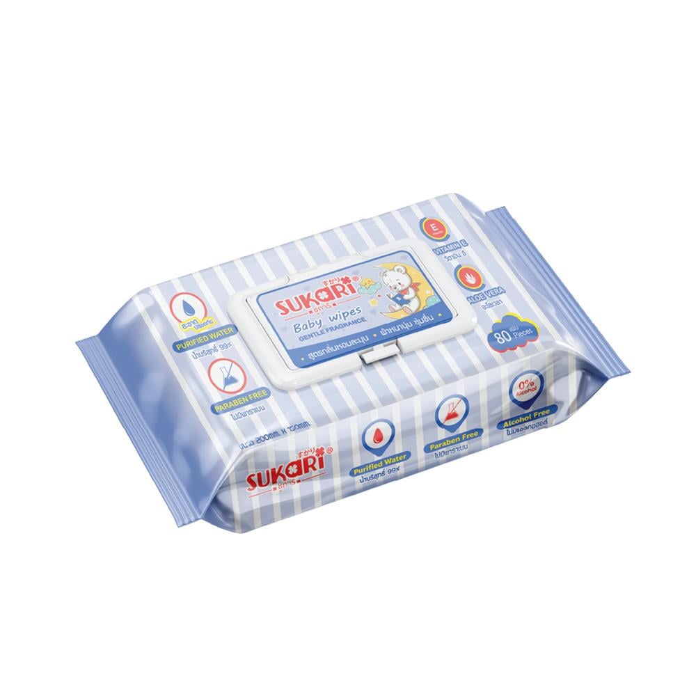 ผ้าเช็ดทำความสะอาด SUKARI BABY CLEAN GENTLE 80 แผ่น