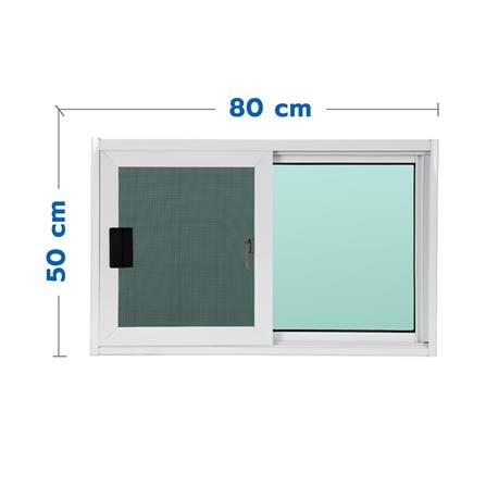 หน้าต่างบานเลื่อน อะลูมิเนียม S-S มุ้ง AZLE 80x50 ซม. สีขาว