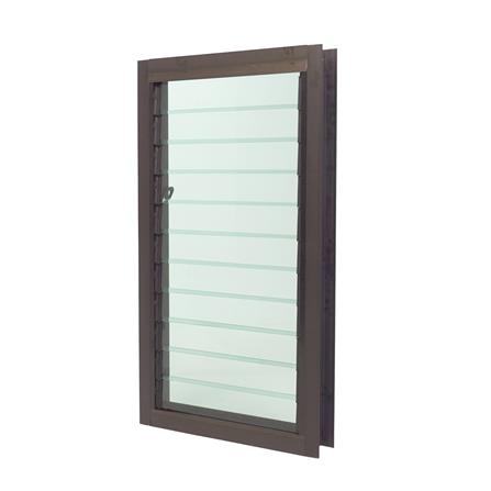 หน้าต่างบานเกล็ด อะลูมิเนียม AZLE 60x110 ซม. สีชา_1