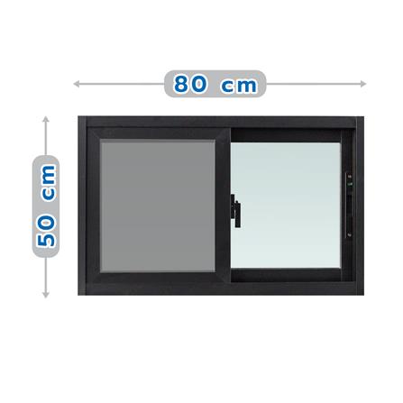 หน้าต่างบานเลื่อน อะลูมิเนียม S-S มุ้ง AZLE 80X50 ซม. สีดำ_0