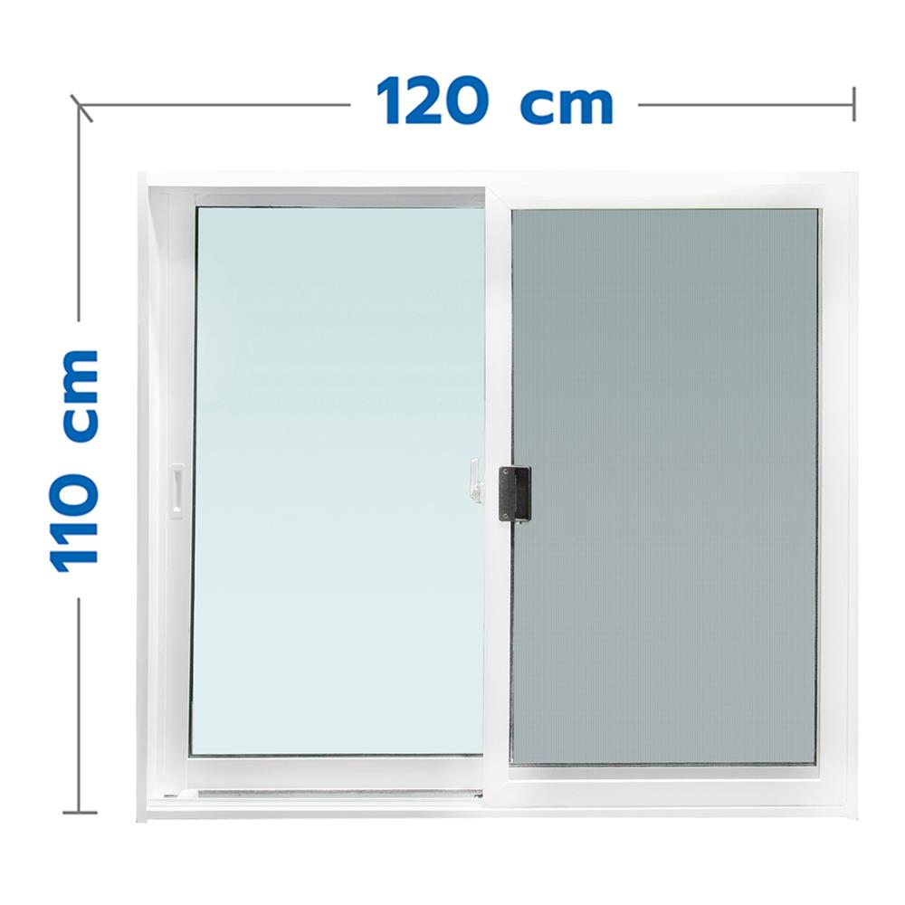 หน้าต่างบานเลื่อน อะลูมิเนียม S-S มุ้ง AZLE 120x110 ซม. สีขาว