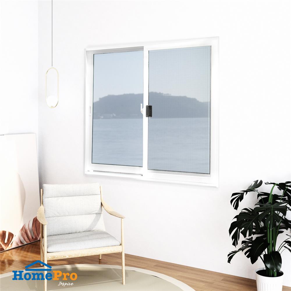 หน้าต่างบานเลื่อน อะลูมิเนียม S-S มุ้ง AZLE 120x110 ซม. สีขาว