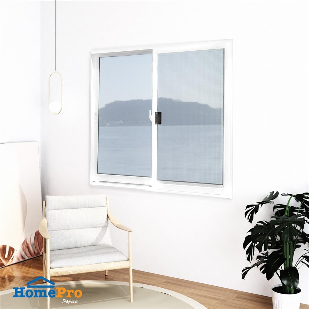 หน้าต่างบานเลื่อน อะลูมิเนียม S-S มุ้ง AZLE 120x110 ซม. สีขาว