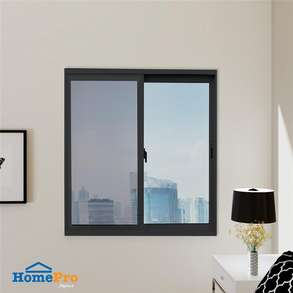 หน้าต่างบานเลื่อน อะลูมิเนียม S-S AZLE 100x100 ซม. สีดำ