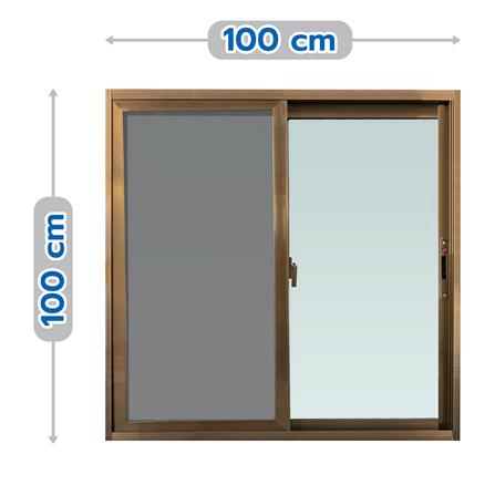 หน้าต่างบานเลื่อน อะลูมิเนียม S-S AZLE 100X100 ซม. สีชา