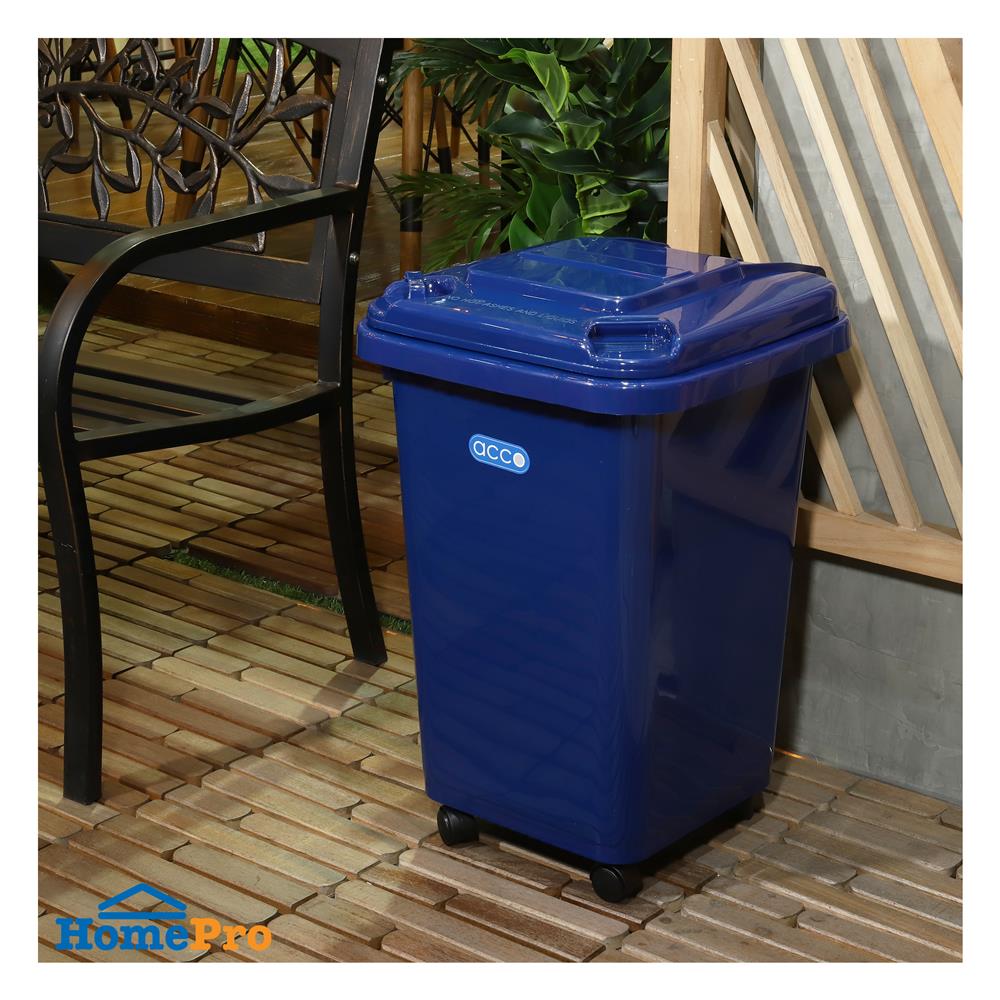 ถังขยะฝาเปิดปิดมีล้อ ACCO CLEAN 32 ลิตร สีน้ำเงิน