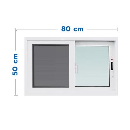 หน้าต่างบานเลื่อน UPVC S-S มุ้ง AZLE 80x50 ซม. สีขาว