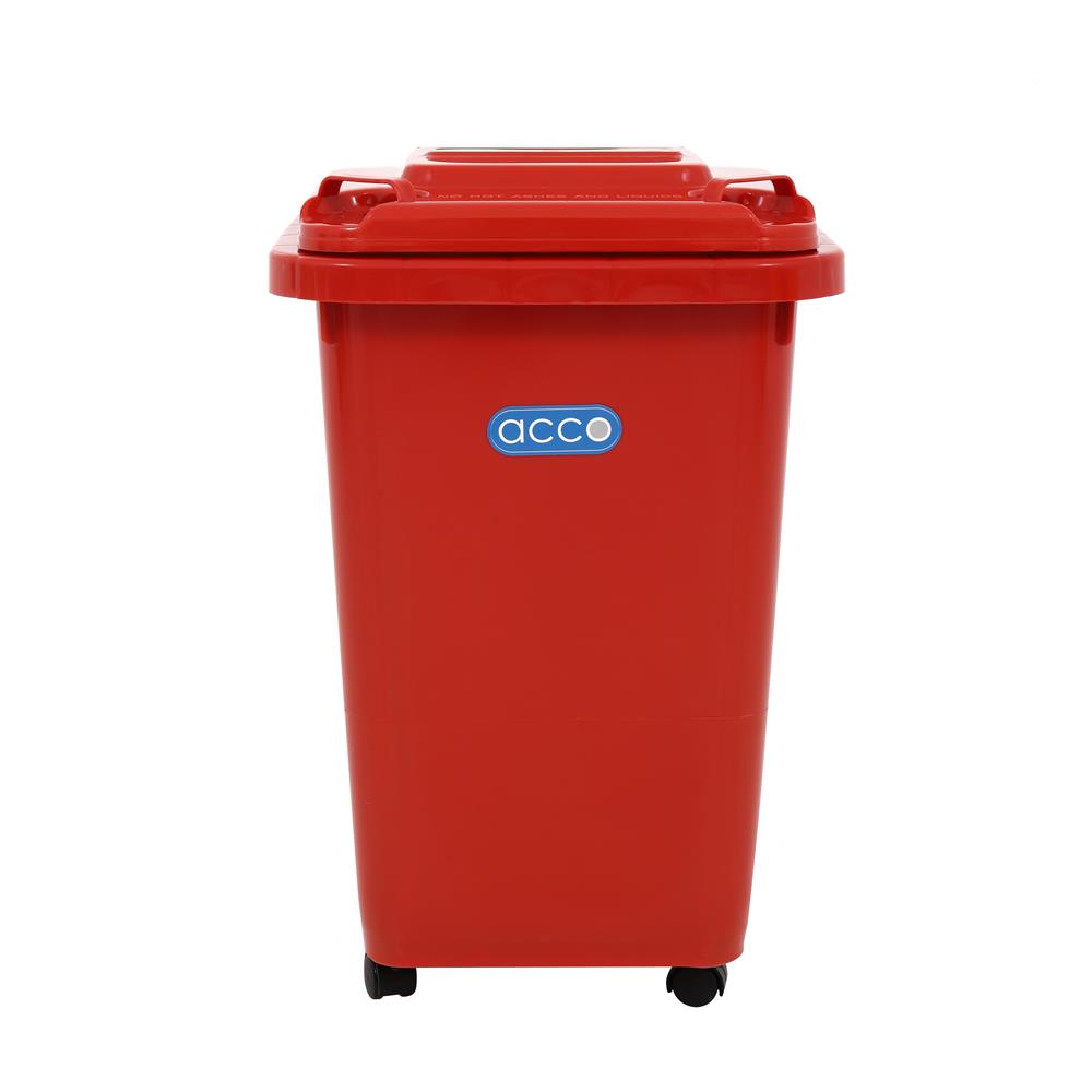 ถังขยะฝาเปิดปิด มีล้อ ACCO CLEAN 32 ลิตร สีแดง