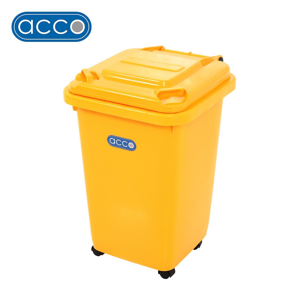ถังขยะฝาเปิดปิดมีล้อ ACCO CLEAN 32 ลิตร สีเหลือง