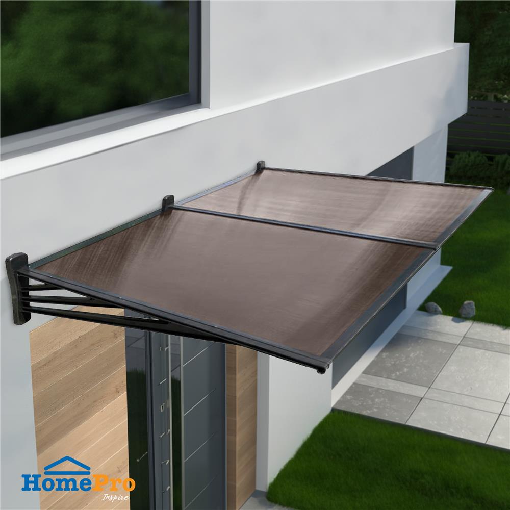 กันสาดโพลีคาร์บอเนต ขาตรง SUNSHIELD 100x200 ซม. สีน้ำตาลเข้ม