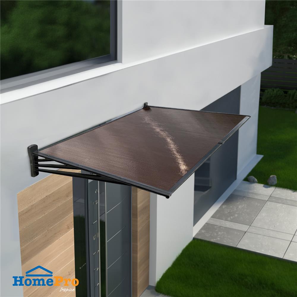 กันสาดโพลีคาร์บอเนต ขาตรง SUNSHIELD 60X120 ซม. สีน้ำตาลเข้ม