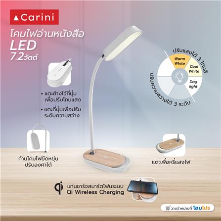 ไฟอ่านหนังสือ LED CARINI 224534202 7.2 วัตต์ DAYLIGHT/COOLWHITE/WARMWHITE สีขาว_5