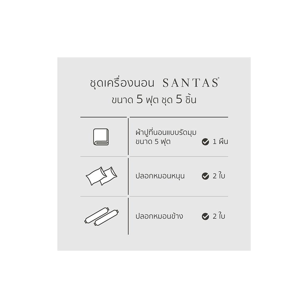 ชุดผ้าปูที่นอน 5 ฟุต 5 ชิ้น SANTAS OVERLAY สีเทา