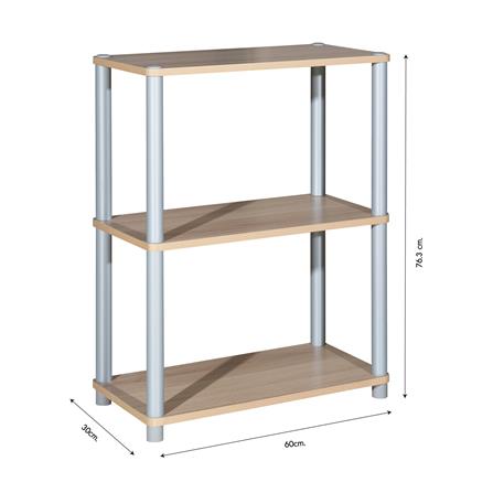 3-TIER SHELVING UNIT FURDINI MINUS 60CM WHITE OAK/GREY_5
