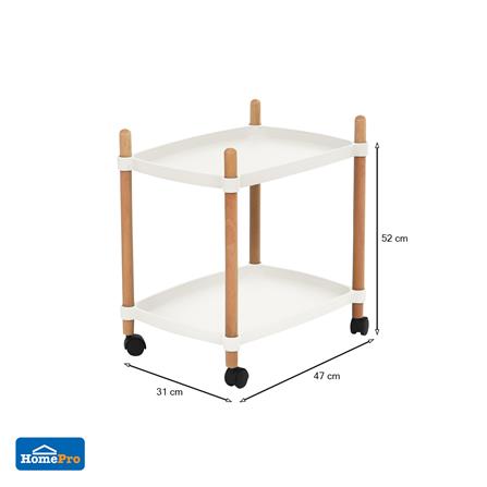 ชั้นวางของ 2 ชั้น มีล้อ STACKO FOREST 47x31x52 ซม. สีขาว_5