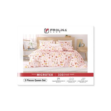ชุดผ้าปูที่นอน 5 ฟุต 5 ชิ้น FROLINA MICROTEX DF023 สีชมพู_3