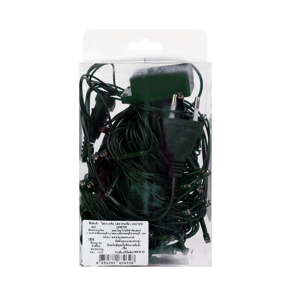 ไฟกะพริบ LED CARINI สายเขียว 10 เมตร WARM WHITE