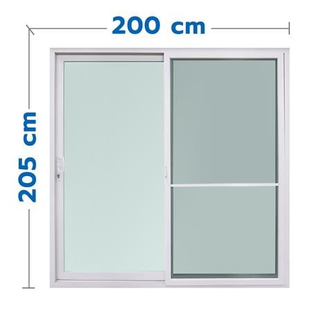 ประตูบานเลื่อน UPVC S-S พร้อมมุ้งลวด VILANN MULTI LOCK 200x205 ซม. สีขาว_0