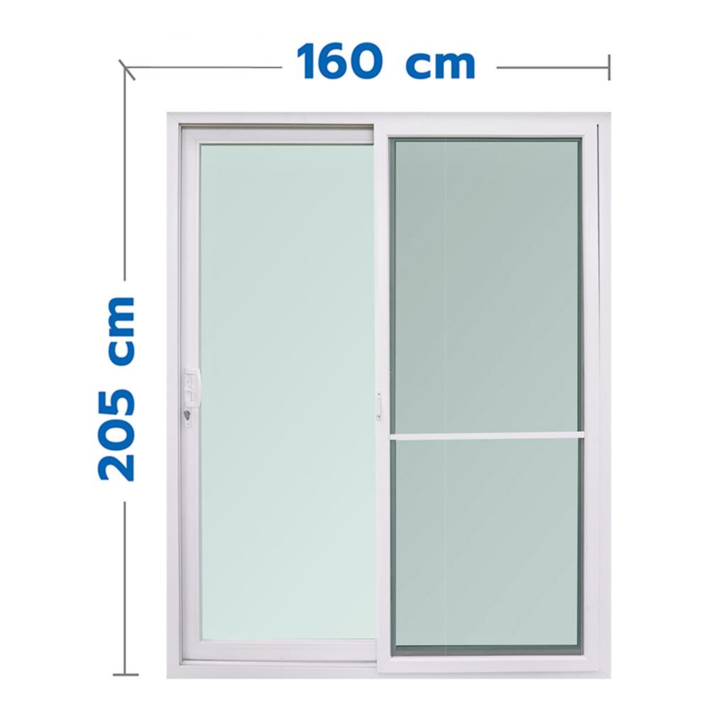 ประตูบานเลื่อน UPVC S-S พร้อมมุ้งลวด VILANN MULTI LOCK 160x205 ซม. สีขาว