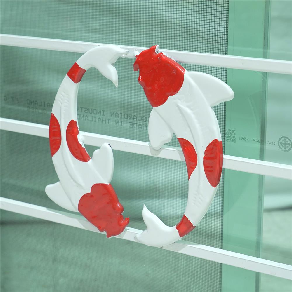 หน้าต่างเลื่อน อะลูมิเนียม เหล็กดัด มุ้ง AZLE ลายปลาคาร์ป 120X110 ซม. สีขาว