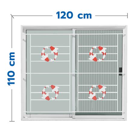 หน้าต่างเลื่อน อะลูมิเนียม เหล็กดัด มุ้ง AZLE ลายปลาคาร์ป 120X110 ซม. สีขาว_0