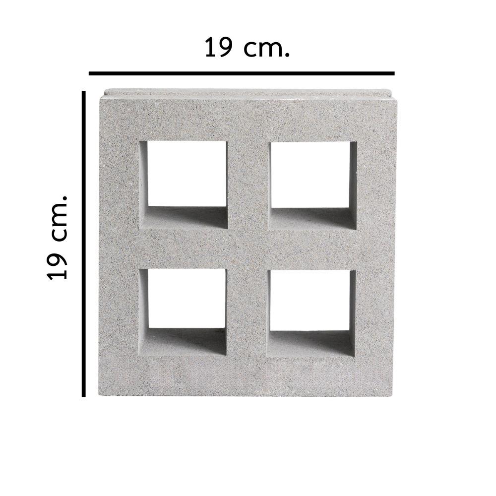 บล็อกช่องลม VBLOCK ลายสี่เหลี่ยมสี่ช่อง 19x19x9 ซม.