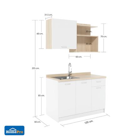 ครัวสำเร็จรูปท็อปซิงค์ CABIN TOMI 120 ซม. สีขาว_6
